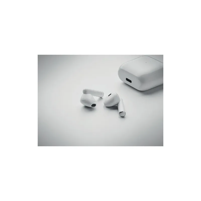 Écouteurs TWS de qualité personnalisés avec base de charge - ORETA Matières : coton Taille textile : L Couleurs : bleu atoll obj