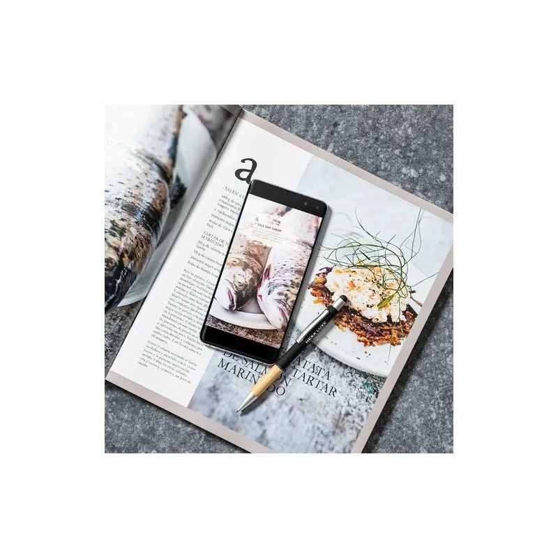 Stylet bille élégant personnalisé multifonction pas cher - Zabox Matières : silicone Couleurs : bleu marquage laser ultra précis