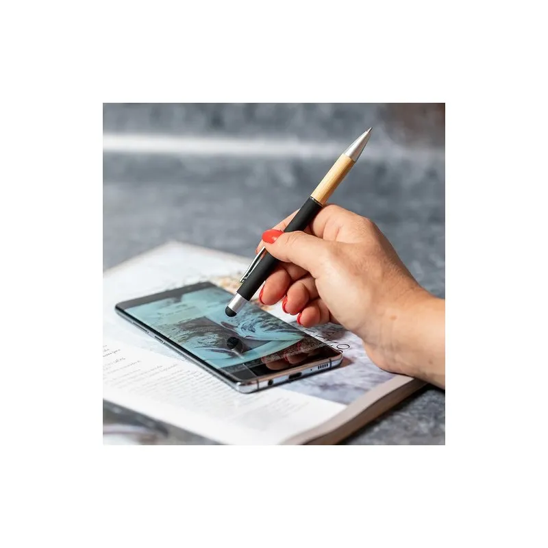 Stylet bille élégant personnalisé multifonction pas cher - Zabox Matières : silicone Couleurs : bleu goodies publicitaire durabl