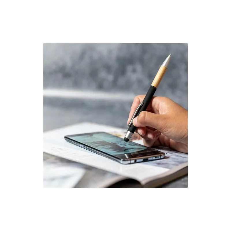 Stylet bille élégant personnalisé multifonction pas cher - Zabox Matières : silicone Couleurs : jaune accessoire événementiel un