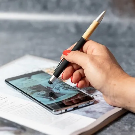 Stylet bille élégant personnalisé multifonction pas cher - Zabox Matières : coton recyclé Couleurs : bleu marine objet promo pet