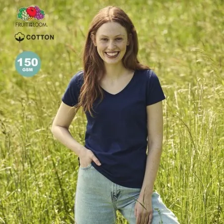 T-Shirt Femme V-Neck Couleur Iconic Personnalisé pas cher Fruit Of The Loom Matières : coton Couleurs : rouge livraison express 