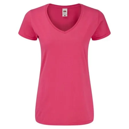T-Shirt Femme V-Neck Couleur Iconic Personnalisé pas cher Fruit Of The Loom Matières : coton recyclé Couleurs : naturel cadeau c