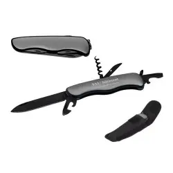 Couteau Multifonctions Personnalisé à Lame Noire - Cadeau d'Entreprise Matières : bambou