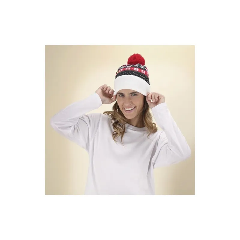 Bonnet personnalisé de Papa Noël pas cher Plumex Matières : polyester Couleurs : noir impression haute définition