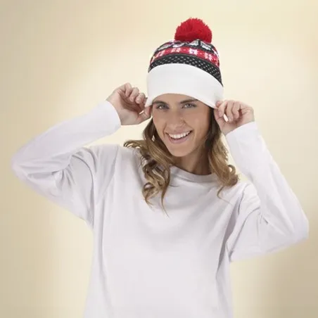 Bonnet personnalisé de Papa Noël pas cher Plumex Matières : polyester Couleurs : noir impression haute définition