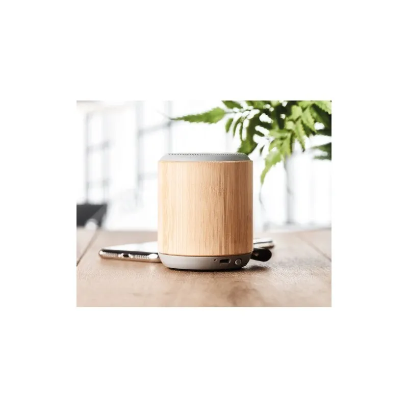 Haut-parleur sans fil écologique en bambou personnalisé RUGLI Matières : coton Taille textile : S Couleurs : rose doux marquage 