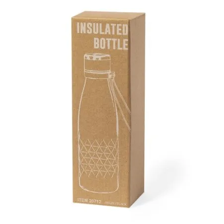 Bouteille Isotherme Thermique Écologique 550 ml Hexor Matières : caoutchouc Couleurs : noir cadeau collaborateur premium