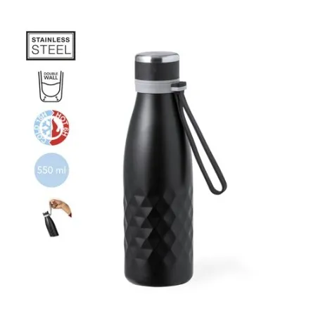 Bouteille Isotherme Thermique Écologique 550 ml Hexor Matières : caoutchouc Couleurs : vert objet promotionnel éco-responsable