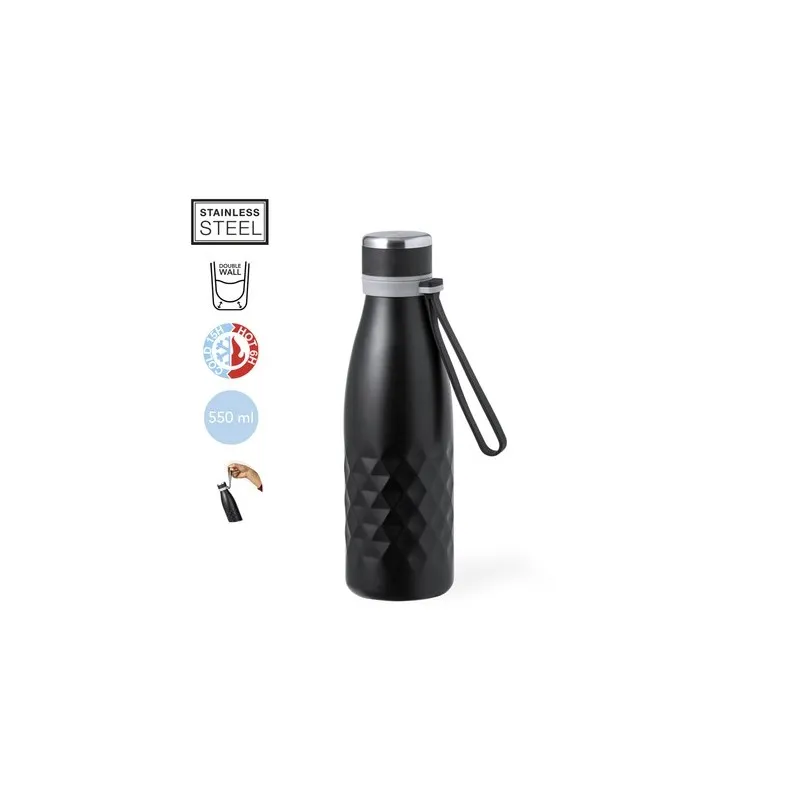 Bouteille Isotherme Thermique Écologique 550 ml Hexor Matières : caoutchouc Couleurs : orange personnalisation rapide en France