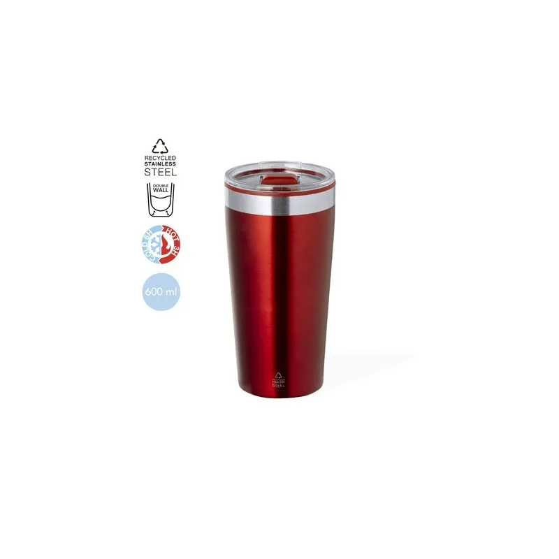 Mug Isotherme Thermique Personnalisé Dione Matières : Synthétique Couleurs : rouge translucide marquage laser ultra précis