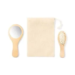 Set Dianex : Miroir et Brosse en Bois Naturel 2