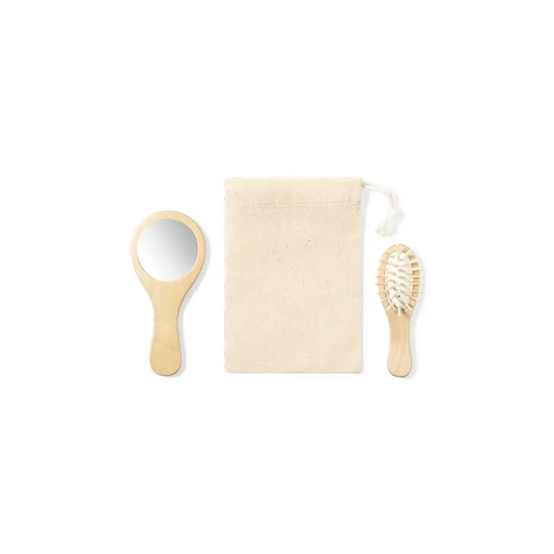 Set Dianex : Miroir et Brosse en Bois Naturel