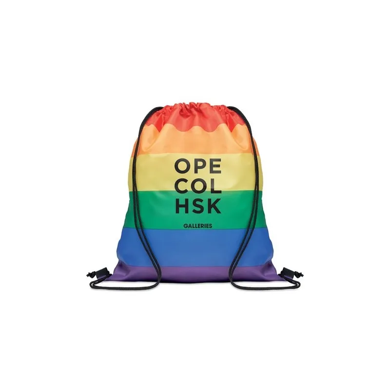 Sac à Cordon Écologique Personnalisé Arc-en-Ciel RPET BOW Matières : coton Taille textile : XXL Couleurs : gris chiné impression