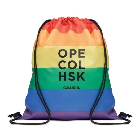 Sac à Cordon Écologique Personnalisé Arc-en-Ciel RPET BOW Matières : coton Taille textile : XXL Couleurs : gris chiné impression