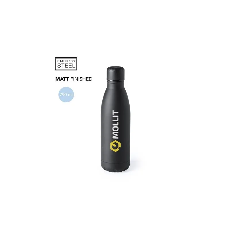 Gourde Personnalisable en Acier - Bidon Rextan Matières : PET recyclé Couleurs : noir marquage couleur éclatante