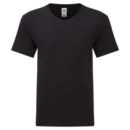 T-Shirt V-Neck Personnalisé Adulte Couleur Iconic Fruit of the Loom Matières : coton recyclé Couleurs : noir objet publicitaire 
