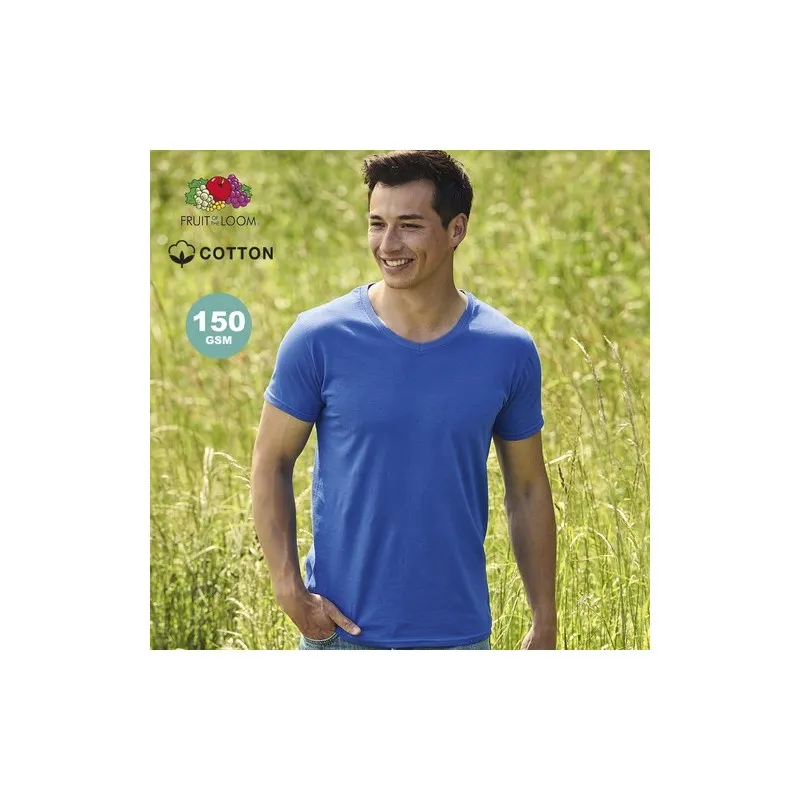 T-Shirt V-Neck Personnalisé Adulte Couleur Iconic Fruit of the Loom Matières : PET recyclé Couleurs : pierre goodies entreprise 
