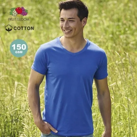 T-Shirt V-Neck Personnalisé Adulte Couleur Iconic Fruit of the Loom Matières : PET recyclé Couleurs : pierre goodies entreprise 