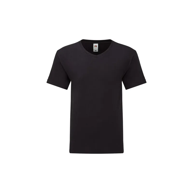 T-Shirt V-Neck Personnalisé Adulte Couleur Iconic Fruit of the Loom Matières : PET recyclé Couleurs : pierre marquage couleur éc