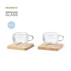 Set de Mugs en Verre Borosilicate Personnalisés Gladen Matières : PET recyclé Couleurs : noir