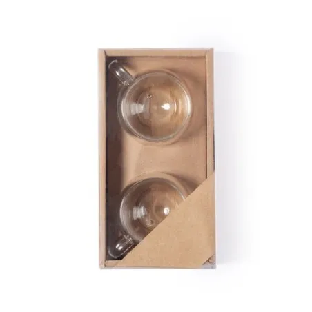 Set de Mugs en Verre Borosilicate Personnalisés Gladen Matières : PET recyclé Couleurs : noir objet promotionnel éco-responsable