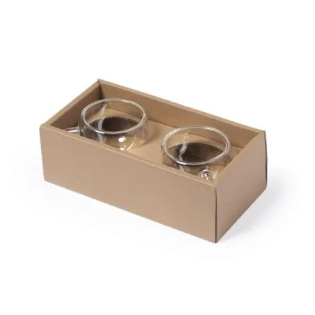 Set de Mugs en Verre Borosilicate Personnalisés Gladen Matières : PET recyclé Couleurs : noir personnalisation rapide en France