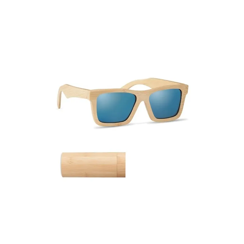 Lunettes de soleil personnalisées en bambou avec étui WANAKA Matières : coton Taille textile : 3XL Couleurs : gris chiné