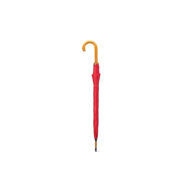 Parapluie Écologique avec Poignée en Bois - CUMULI Matières : polyester Taille textile : S Couleurs : blanc goodies personnalisé