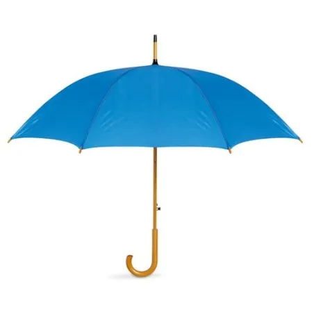 Parapluie Écologique avec Poignée en Bois - CUMULI Matières : polyester Couleurs : bleu personnalisable avec votre logo