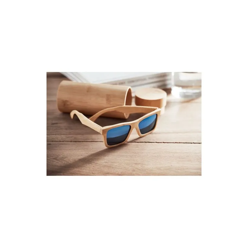 Lunettes de soleil personnalisées en bambou avec étui WANAKA Matières : coton Taille textile : 3XL Couleurs : gris chiné livrais