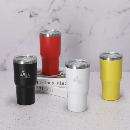 Verre thermique personnalisé pas cher Haftal Matières : polyester Couleurs : rouge goodies publicitaire durable