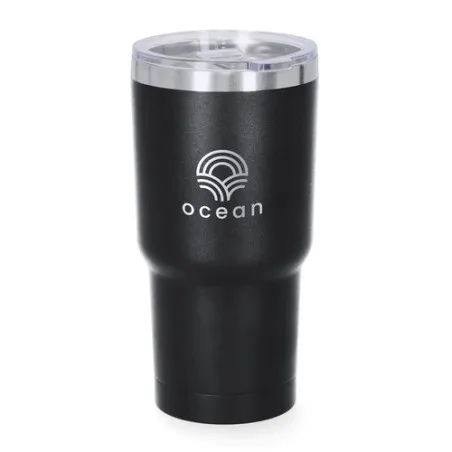 Verre thermique personnalisé pas cher Haftal Matières : polyester Couleurs : noir objet publicitaire robuste