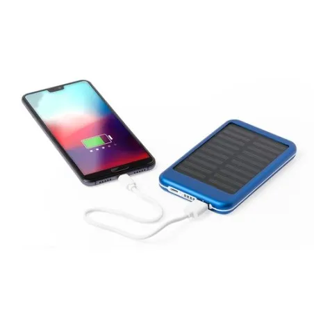 Batterie solaire personnalisée 4000 mAh - Power Bank Rudder Couleurs : bleu objet promotionnel éco-responsable