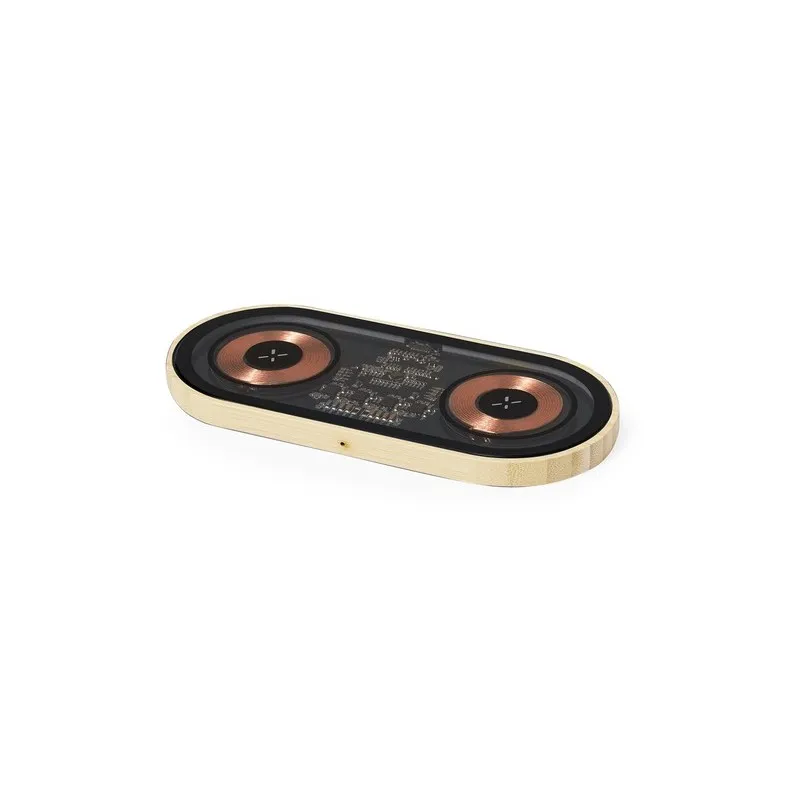 Chargeur Double Sans Fil Personnalisé 15W Layerit Matières : PET recyclé Couleurs : rouge cadeau entreprise pas cher