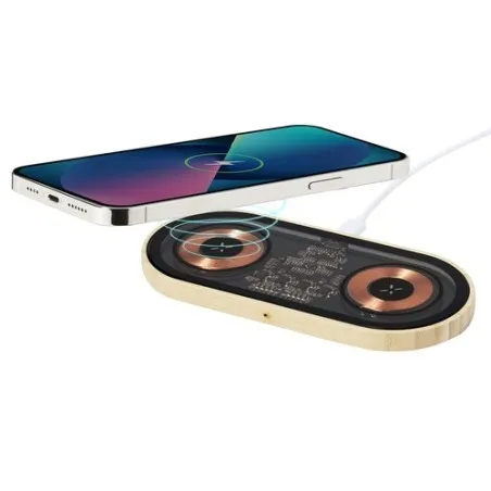 Chargeur Double Sans Fil Personnalisé 15W Layerit Matières : PET recyclé Couleurs : rouge goodies publicitaire événementiel