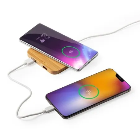 Chargeur Éco-Responsable Pratique Personnalisé Pas Cher Dumiax Matières : bambou Couleurs : bleu goodies publicitaire événementi