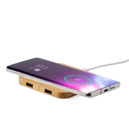 Chargeur Éco-Responsable Pratique Personnalisé Pas Cher Dumiax Matières : bambou Couleurs : bleu impression haute définition