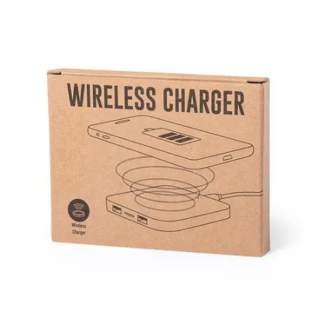 Chargeur Éco-Responsable Pratique Personnalisé Pas Cher Dumiax Matières : bambou Couleurs : bleu objet promotionnel éco-responsa