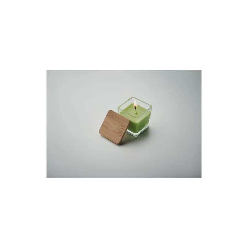 Bougie parfumée carrée 50gr personnalisée idéale pour décorer PILA Matières : coton Taille textile : L Couleurs : gris chiné obj