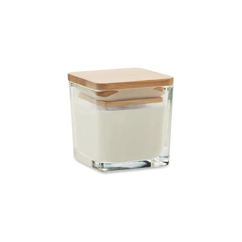 Bougie parfumée carrée 50gr personnalisée idéale pour décorer PILA Matières : coton Taille textile : XL Couleurs : gris chiné im