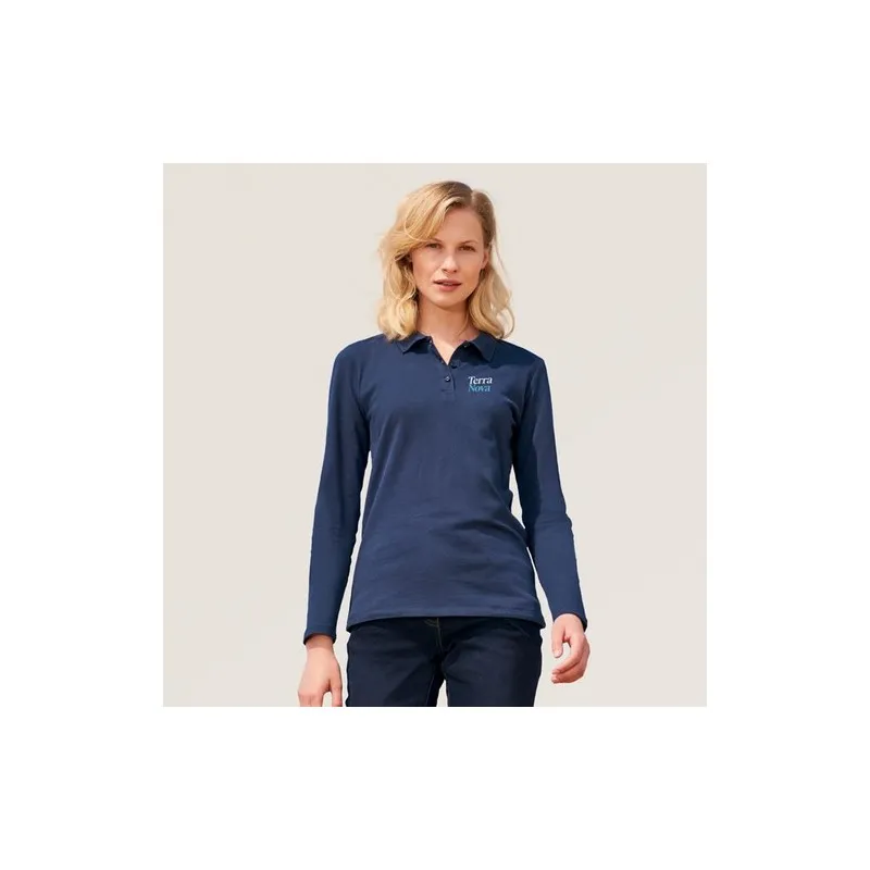Polo Femme Personnalisé 180 - SOL'S Perfect LSL Matières : coton Taille textile : S Couleurs : anthracite chiné impression logo 