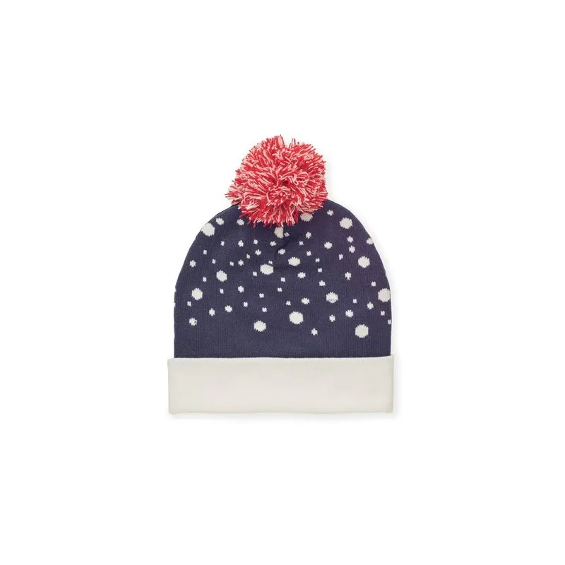 Bonnet à pompon tricoté personnalisé - SHIMAS HAT Couleurs : bleu marine Matières : acier inoxydable recyclé marquage laser ultr