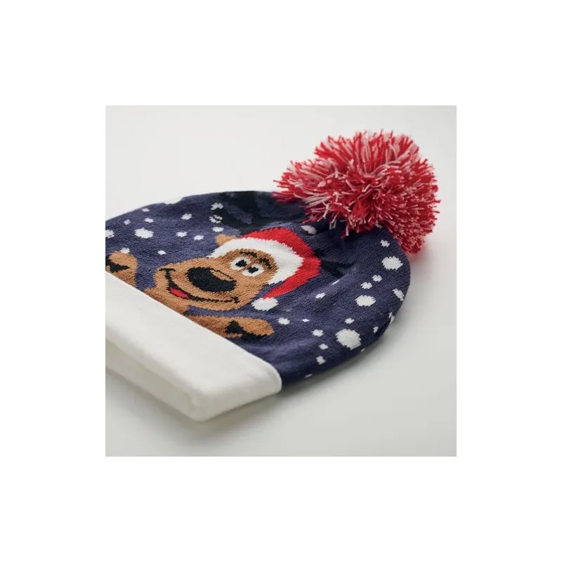 Bonnet à pompon tricoté personnalisé - SHIMAS HAT Couleurs : bleu marine Matières : acier inoxydable recyclé livraison express 2