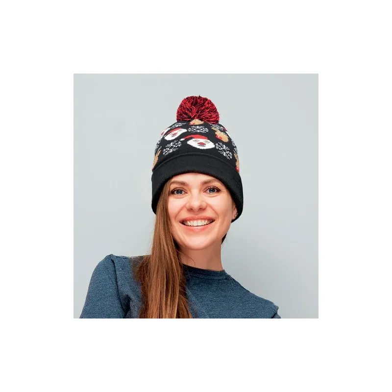 Bonnet à pompon tricoté personnalisé - SHIMAS HAT Couleurs : vert foncé Matières : acier inoxydable recyclé impression haute déf