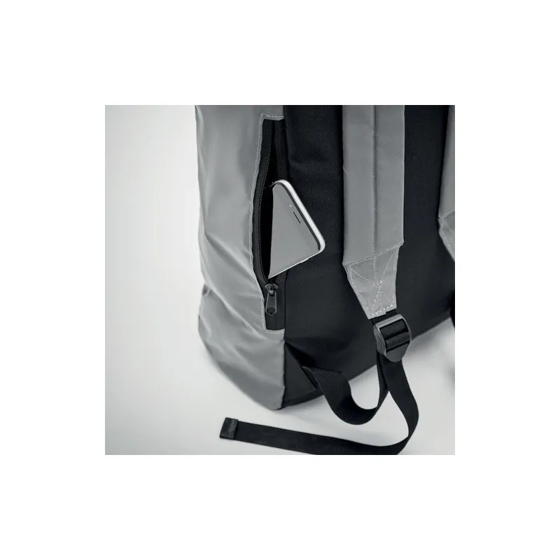 Sac enroulable réfléchissant écologique personnalisé BRIGHT ROLLPACK Matières : ABS recyclé Couleurs : noir personnalisable avec