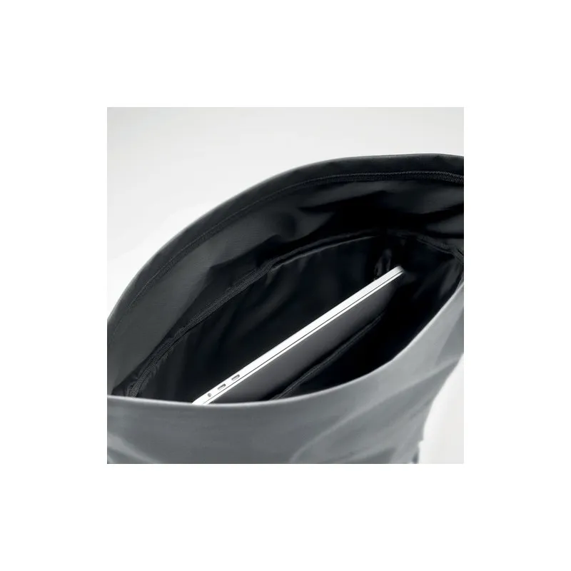 Sac enroulable réfléchissant écologique personnalisé BRIGHT ROLLPACK Matières : ABS recyclé Couleurs : noir impression haute déf