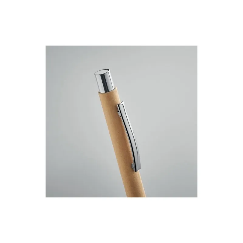 Stylo à bille écologique en papier recyclé personnalisé - OLYMPIA Matières : acrylique Couleurs : noir marquage couleur éclatant