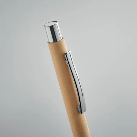 Stylo à bille écologique en papier recyclé personnalisé - OLYMPIA Matières : acrylique Couleurs : noir marquage couleur éclatant