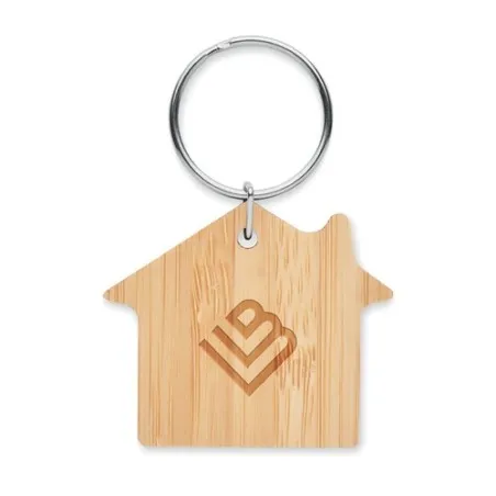 Porte-clés en bambou personnalisé - HOUSEBOO Matières : bois Couleurs : bois goodies publicitaire événementiel
